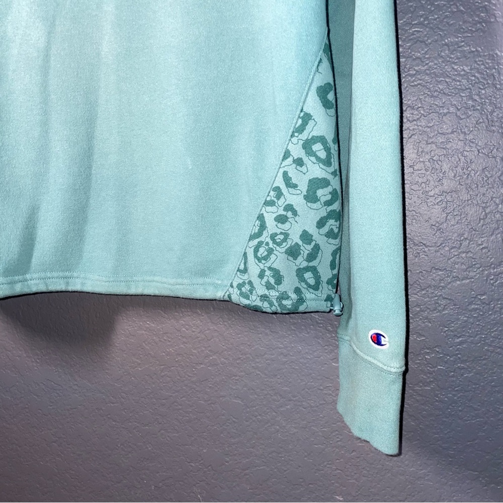 Champion Ladies' Color Block Hoodie Size Large Attached Hood Aqua Tonic toggle - Picture 6 of 16